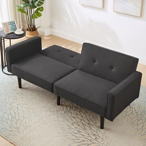 Ligterra [Multifunktionales Verstellbares Sofabett] 2-in-1-Sofabett, Zweisitzer-Sofa, Unabhängig Verstellbare Doppelrückenlehnen, mit Schlaffunktion, Baumwoll-Leinen-Stoff, Hochdichter Schaumstoff von Ligterra