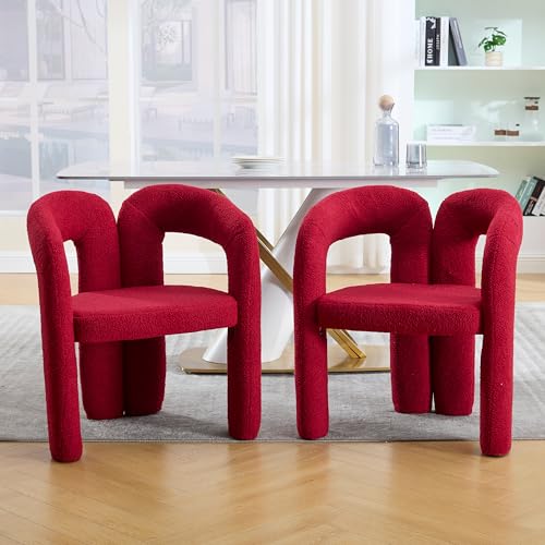 Ligterra Premium Ergonomie-Sessel mit Exklusivem Teddy-Flor Einzigartiges Design, Durchdachte Rückenunterstützung & Wandelbar für Wohnzimmer/Homeoffice, Maximaler Wohlfühl-Komfort (Rot) von Ligterra