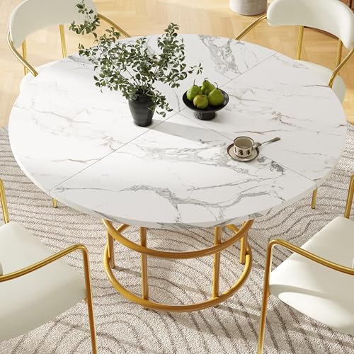 Ligterra Runder Esstisch (100×100×76cm), Küchentisch, Runder Kaffeetisch für 4-6, Geeignet für Esszimmer, Wohnzimmer, Tischbeine aus Metall, Ring Tischbeine von Ligterra