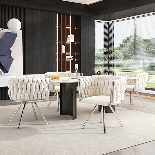 Ligterra Samt-Esszimmerstuhl, 4er Set, einzelner Heller Luxus-Wohnzimmer-Schlafzimmer-Drehstuhl, Freizeit-Drehstuhl mit Vier Stützbeinen aus Metall, Grau+Silber Ligterra Samt-Esszimmerstuhl, 4er Set, einzelner Heller Luxus-Wohnzimmer-Schlafzimmer-Drehstuhl, Freizeit-Drehstuhl mit Vier Stützbeinen aus Metall, Grau+Silber von Ligterra