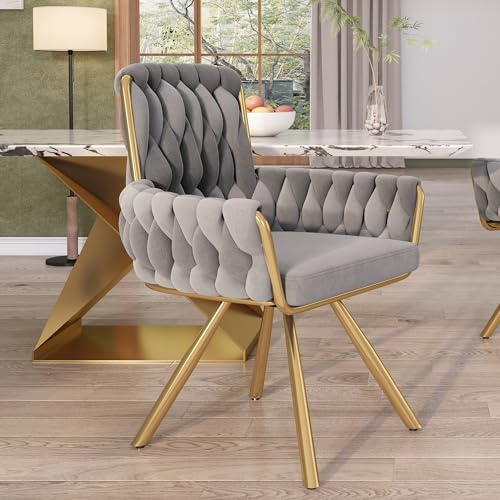 Ligterra Samt-Esszimmerstuhl, Sessel,einzeln Premium Freizeitsessel mit Metall-Stützbeinen Drehbarer Sessel für Wohnzimmer, Schlafzimmer & Essbereich von Ligterra
