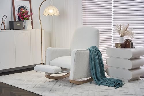 Ligterra Schaukelstuhl mit Hocker, Hohe Rückenlehne Relaxsessel & Ottomane Gemütlicher Schaukelstuhl für Wohnzimmer Innenbereich Sessel in Kuscheloptik White Ligterra Schaukelstuhl mit Hocker, Hohe Rückenlehne Relaxsessel & Ottomane Gemütlicher Schaukelstuhl für Wohnzimmer Innenbereich Sessel in Kuscheloptik White von Ligterra