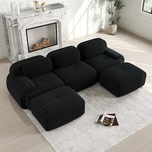 Ligterra Sektionalsofa in U-Form, modernes Schlafsofa, 4-Sitzer, Design Erweiterte 32D Hochelastischer Schwamm Für Wohnzimmer Schlafzimmer Büro Black Ligterra Sektionalsofa in U-Form, modernes Schlafsofa, 4-Sitzer, Design Erweiterte 32D Hochelastischer Schwamm Für Wohnzimmer Schlafzimmer Büro Black von Ligterra