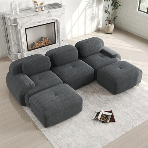 Ligterra Sektionalsofa in U-Form, modernes Schlafsofa, 4-Sitzer, Design Erweiterte 32D Hochelastischer Schwamm Für Wohnzimmer Schlafzimmer Büro Grau Ligterra Sektionalsofa in U-Form, modernes Schlafsofa, 4-Sitzer, Design Erweiterte 32D Hochelastischer Schwamm Für Wohnzimmer Schlafzimmer Büro Grau von Ligterra