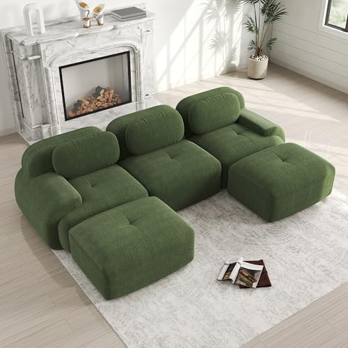 Ligterra Sektionalsofa in U-Form, modernes Schlafsofa, 4-Sitzer, Design Erweiterte 32D Hochelastischer Schwamm Für Wohnzimmer Schlafzimmer Büro Green Ligterra Sektionalsofa in U-Form, modernes Schlafsofa, 4-Sitzer, Design Erweiterte 32D Hochelastischer Schwamm Für Wohnzimmer Schlafzimmer Büro Green von Ligterra