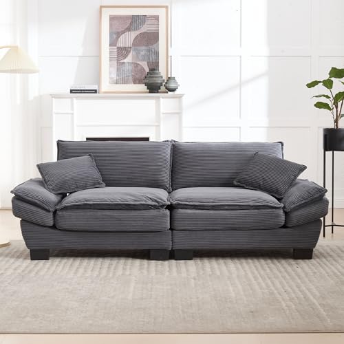 Ligterra Sofa 224 x 81 cm Polstersofa aus Samt mit Abnehmbare Kissen und Rückenlehnen für Wohnzimmer/Schlafzimmer/Spielzimmer Dunkelgrau von Ligterra