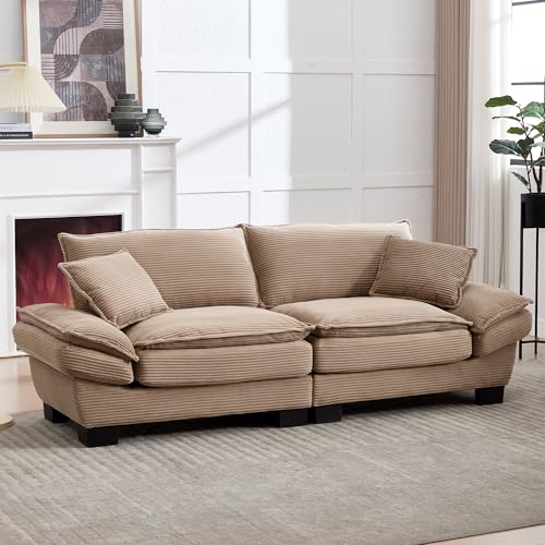 Ligterra Sofa 224 x 81 cm Polstersofa aus Samt mit Abnehmbare Kissen und Rückenlehnen für Wohnzimmer/Schlafzimmer/Spielzimmer Khaki von Ligterra