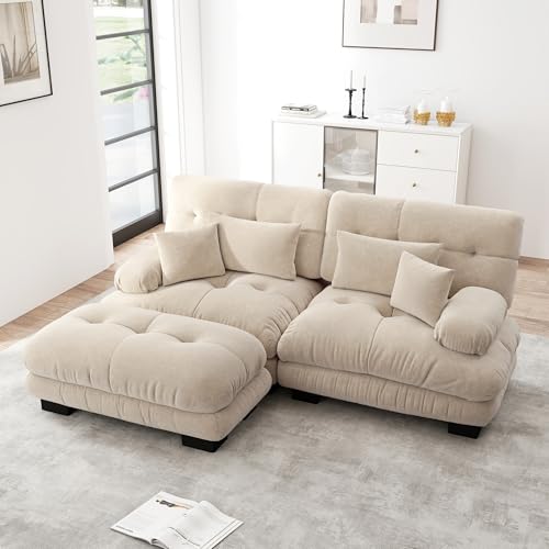 Ligterra Sofa mit Schlaffunktion, Sofa 2 Sitzer Cloud Ecksofa für Wohnzimmer, Chenille Doppelsofa mit 2 Lendenkissen und 2 Dekokissen, Polstersofa mit Breiten Armlehnen und Ottoman, Braun Ligterra Sofa mit Schlaffunktion, Sofa 2 Sitzer Cloud Ecksofa für Wohnzimmer, Chenille Doppelsofa mit 2 Lendenkissen und 2 Dekokissen, Polstersofa mit Breiten Armlehnen und Ottoman, Braun von Ligterra