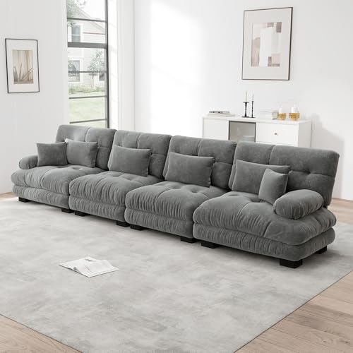 Ligterra Sofa mit Schlaffunktion, Sofa 4 Sitzer, Boneless Couch4-Sitzer Modulares Ecksofa mit Tiefensitz, Chenille Schlafsofa Komfortabel Gepolstert für Wohnzimmer, Apartment, Studio Grau Ligterra Sofa mit Schlaffunktion, Sofa 4 Sitzer, Boneless Couch4-Sitzer Modulares Ecksofa mit Tiefensitz, Chenille Schlafsofa Komfortabel Gepolstert für Wohnzimmer, Apartment, Studio Grau von Ligterra