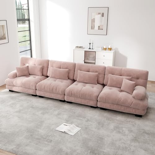 Ligterra Sofa mit Schlaffunktion, Sofa 4 Sitzer, Boneless Couch4-Sitzer Modulares Ecksofa mit Tiefensitz, Chenille Schlafsofa Komfortabel Gepolstert für Wohnzimmer, Apartment, Studio Rosa Ligterra Sofa mit Schlaffunktion, Sofa 4 Sitzer, Boneless Couch4-Sitzer Modulares Ecksofa mit Tiefensitz, Chenille Schlafsofa Komfortabel Gepolstert für Wohnzimmer, Apartment, Studio Rosa von Ligterra