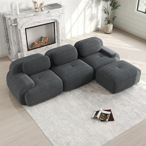 Ligterra Sofa mit Schlaffunktion Ecksofa Mit 32D hochelastischer Polsterung & extra-Breiten Armlehnen Ergonomisch & haustierfreundlich Für Wohnzimmer und Schlafzimmer Gray von Ligterra