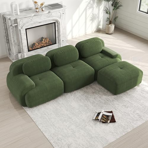 Ligterra Sofa mit Schlaffunktion Ecksofa Mit 32D hochelastischer Polsterung & extra-Breiten Armlehnen Ergonomisch & haustierfreundlich Für Wohnzimmer und Schlafzimmer Grün von Ligterra