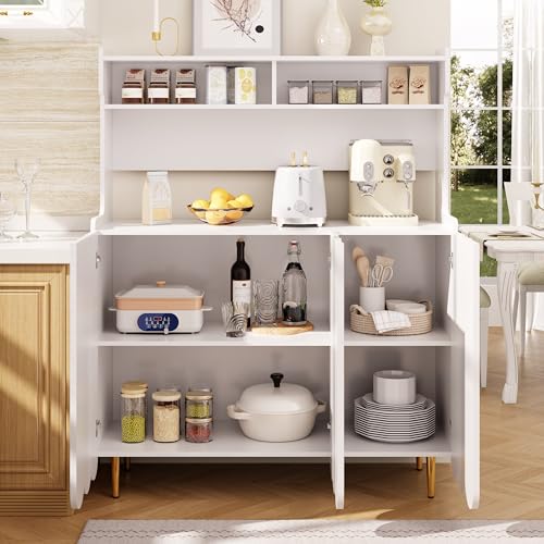 Ligterra Weißes Sideboard (120 x 40 x 151 cm), Anrichte Küche, moderner und Schlichter Stil, offenes Ablageregal-Design, das einen aufgeräumten Küchen- und Essbereich schafft von Ligterra