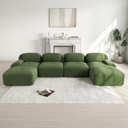 Ligterra Boneless Couch,Sofa mit Schlaffunktion,Ecksofa,Beno - U-Form Couch,Ecksofa,Cordsamt 32D Hochelastische Polsterung Extra-breite Armlehnen Haustierfreundlich Ergonomisch Green Ligterra Boneless Couch,Sofa mit Schlaffunktion,Ecksofa,Beno - U-Form Couch,Ecksofa,Cordsamt 32D Hochelastische Polsterung Extra-breite Armlehnen Haustierfreundlich Ergonomisch Green von Ligterra