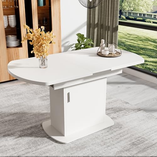 Ligterra Ausziehbarer Esstisch Ovaler Esstisch 110-130 x 70 x 75 cm mit Stauraum - Multifunktionstisch für Küche, Esszimmer, Kaffee - Moderner Minimalistischer Platzsparender Tisch von Ligterra