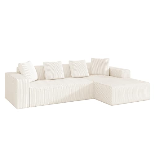 Sofa,Sofas & Couches,Modulares Cloud-Kombinationssofa mit L-Form & Sitzfläche Tiefgepolstertes Premium-Set für Wohnzimmer & Schlafzimmer – Inkl. L-Liegestuhl, Tiefensitz & Schlaffunktion von Ligterra