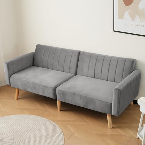 Ligterra Schlafsofa,2 sitzer Sofa,kleine Sofa,Größe：178×68×75， 2-in-1 mit Sofa mit schlaffunktion 3-Fach Verstellbarer Rückenlehne Modernes minimalistisches （Antique Dark Grey ） von Ligterra