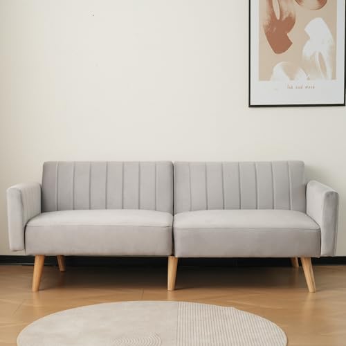 Sofa 2 Sitzer， 2-in-1 kleine sofa， mit sofa mit schlaffunktion 3-fach verstellbarer Rückenlehne Modernes minimalistisches Multifunktionssofa für kleine Wohnungen und Wohnheime（Antique White ） von Ligterra