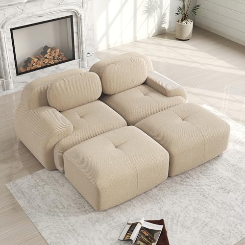 Sofa 2 Sitzer Klein mit Chaise Longue Beige Ohne Aufbau rutschfest Haustierfreundlich Ergonomische Armlehnen 32D Polsterung Minisofa, 2 Sofas und kleines Sofa im Wohnzimmer, Beige Sofa 2 Sitzer Klein mit Chaise Longue Beige Ohne Aufbau rutschfest Haustierfreundlich Ergonomische Armlehnen 32D Polsterung Minisofa, 2 Sofas und kleines Sofa im Wohnzimmer, Beige von Ligterra
