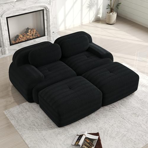 Sofa 2 Sitzer Klein mit Chaise Longue Black Ohne Aufbau rutschfest Haustierfreundlich Ergonomische Armlehnen 32D Polsterung Minisofa, 2 Sofas und kleines Sofa im Wohnzimmer, Black Sofa 2 Sitzer Klein mit Chaise Longue Black Ohne Aufbau rutschfest Haustierfreundlich Ergonomische Armlehnen 32D Polsterung Minisofa, 2 Sofas und kleines Sofa im Wohnzimmer, Black von Ligterra