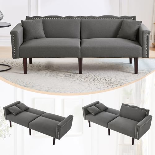 Sofa 2 sitzer ,sofa mit schlaffunktion,kleine sofa2-in-1 Unabhängig Verstellbare Doppelrückenlehnen & Metallverzierungen Baumwoll-Leinen Stoff mit Hochdichtem Schaumstoff für Wohnzimmer(Antique Gray ) Sofa 2 sitzer ,sofa mit schlaffunktion,kleine sofa2-in-1 Unabhängig Verstellbare Doppelrückenlehnen & Metallverzierungen Baumwoll-Leinen Stoff mit Hochdichtem Schaumstoff für Wohnzimmer(Antique Gray ) von Ligterra