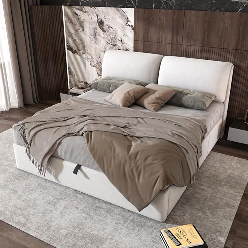 polsterbett 180x200 cm Velut gepolstertes mit mit 3 Schubladen & großem Stauraum - Lattenrost inklusive, beige (ohne Matratze) von Ligterra