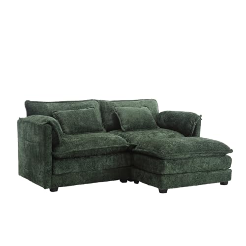 Ligterra Modernes minimalistisches 2-Sitzer-Sofa mit Fußstütze Chenille Stoff Extra Weich Seitliche Ablagefächer & Inkl. Kissen Bequem & Geräumig Für Wohnzimmer & Schlafzimmer Minimalistisches Design von Ligterra