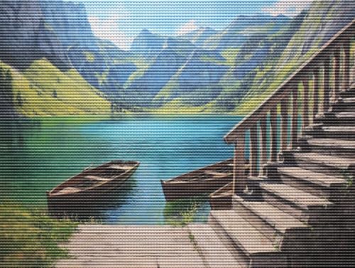 Diamond Painting Adulte Landschaftsboot 5D Diamant Painting Erwachsene & Anfänger, DIY Full Drill Diamant Broderie Kit, Home Decor Wandkunst Wohnzimmer Schlafzimmer Büro, Geschenke, 40x50cm D-440 von Liguolnn