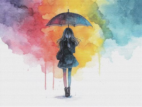 Diamond Painting Adulte Mädchen Regenschirm 5D Diamant Painting Erwachsene & Anfänger, DIY Full Drill Diamant Broderie Kit, Home Decor Wandkunst Wohnzimmer Schlafzimmer Büro, Geschenke, 40x50cm D-777 von Liguolnn