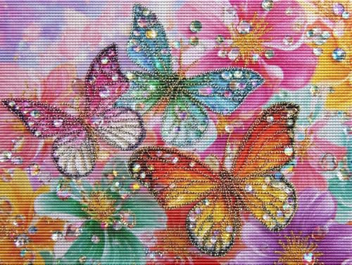 Diamond Painting Adulte Schöne Schmetterlinge 5D Diamant Painting Erwachsene & Anfänger, DIY Full Drill Diamant Broderie Kit, Home Decor Wandkunst Wohnzimmer Schlafzimmer Büro Geschenke 80x110cm D-660 von Liguolnn