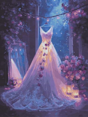 Diamond Painting Adulte Schönes Hochzeitskleid 5D Diamant Painting Erwachsene & Anfänger, DIY Full Drill Diamant Broderie Kit, Home Decor Wandkunst Wohnzimmer Schlafzimmer Büro Geschenke 50x70cm D-664 von Liguolnn