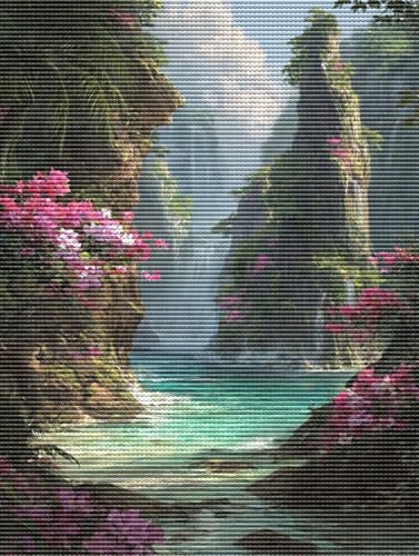 Diamond Painting Adulte Wasserfall Landschaft 5D Diamant Painting Erwachsene & Anfänger, DIY Full Drill Diamant Broderie Kit, Home Decor Wandkunst Wohnzimmer Schlafzimmer Büro, Geschenke, 30x40cm D794 von Liguolnn