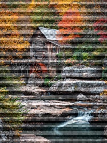 Liguolnn Diamond Painting Adulte Falls Haus 5D Diamant Painting Erwachsene & Anfänger, DIY Full Drill Diamant Broderie Kit, Home Decor Wandkunst Wohnzimmer Schlafzimmer Büro, Geschenke, 50x70cm D-791 von Liguolnn