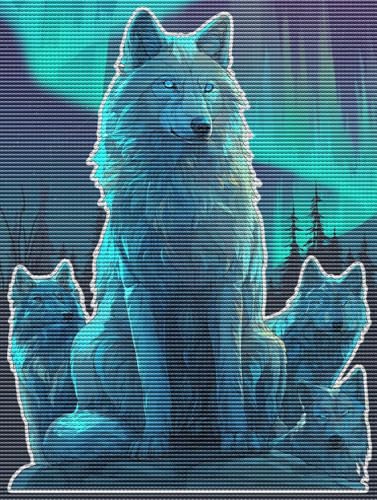 Liguolnn Diamond Painting Adulte Wolf Grün 5D Diamant Painting Erwachsene & Anfänger, DIY Full Drill Diamant Broderie Kit, Home Decor Wandkunst Wohnzimmer Schlafzimmer Büro, Geschenke, 20x30cm D-558 von Liguolnn