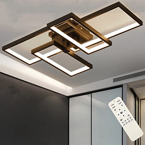 LED Deckenleuchte Dimmbar 52W Modern Deckenlampe mit Fernbedienung Schwarz Wohnzimmerlampe Geometrisch Wandlampe Deckenbeleuchtung für Schlafzimmer Esszimmer Wohnzimmer Arbeitszimmer Flur Büro von Lihaian