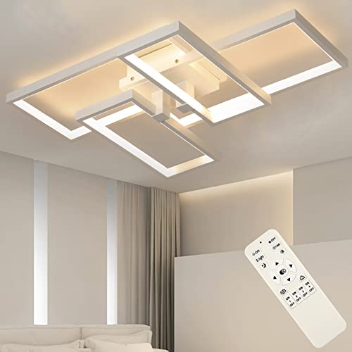 Lihaian LED Deckenleuchte Dimmbar 52W Modern Deckenlampe mit Fernbedienung Weiß Wohnzimmerlampe Geometrisch Wandlampe Deckenbeleuchtung für Schlafzimmer Esszimmer Wohnzimmer Arbeitszimmer Flur Büro von Lihaian