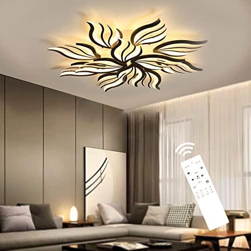 Moderne LED Deckenleuchte Dimmbar - 115W Wohnzimmerlampe Deckenlampe Schlafzimmer mit Fernbedienung Lichtfarbe Helligkeit Farbwechsel - Schwarz Deckenbeleuchtung Lampe Dimming Innenbeleuchtung von Lihaian