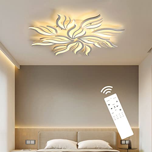 Moderne LED Deckenleuchte Dimmbar - 115W Wohnzimmerlampe Deckenlampe Schlafzimmer mit Fernbedienung Lichtfarbe Helligkeit Farbwechsel - Weiß Deckenbeleuchtung Lampe Dimming Innenbeleuchtung von Lihaian