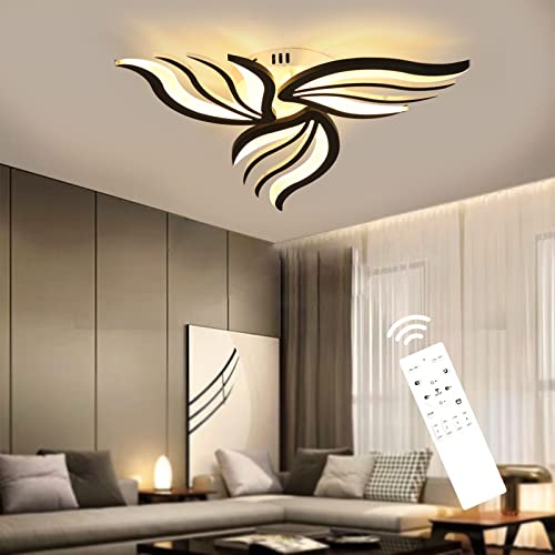 Moderne LED Deckenleuchte Dimmbar - 30W Wohnzimmerlampe Deckenlampe Schlafzimmer mit Fernbedienung Lichtfarbe Helligkeit Farbwechsel - Schwarz Deckenbeleuchtung Lampe Dimming Innenbeleuchtung von Lihaian