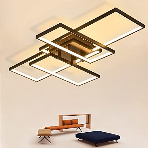Moderne LED Deckenleuchte Dimmbar 82W, Wohnzimmerlampe Rechteck Deckenlampe Leuchten Schlafzimmer mit Fernbedienung Lichtfarbe Helligkeit Farbwechsel, Deckenbeleuchtung Lampe Dimming Innenbeleuchtung von Lihaian