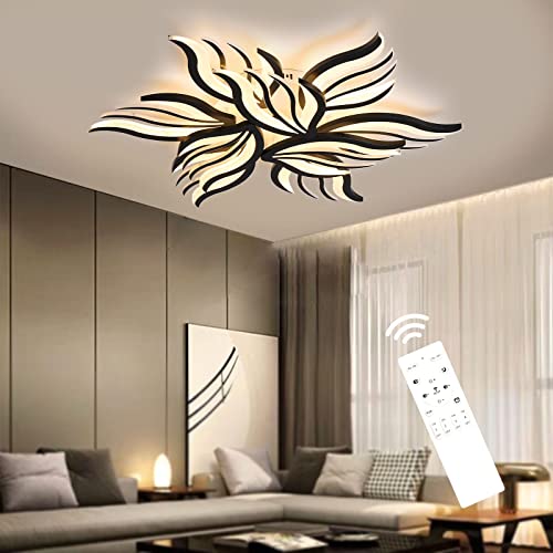 Moderne LED Deckenleuchte Dimmbar - 90W Wohnzimmerlampe Deckenlampe Schlafzimmer mit Fernbedienung Lichtfarbe Helligkeit Farbwechsel - Schwarz Deckenbeleuchtung Lampe Dimming Innenbeleuchtung von Lihaian