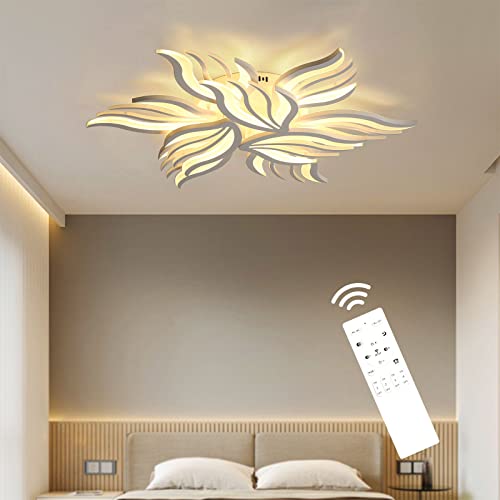 Moderne LED Deckenleuchte Dimmbar - 90W Wohnzimmerlampe Deckenlampe Schlafzimmer mit Fernbedienung Lichtfarbe Helligkeit Farbwechsel - Weiß Deckenbeleuchtung Lampe Dimming Innenbeleuchtung von Lihaian