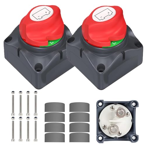 Batterie Trennschalter 12V 24V 48V 2PCS Batterieschalter Auto Batterie Hauptschalter Batteriewahlschalter Akku Master Switch für Boot Auto Motorrad Marine Caravan Yacht Bus Boot von Lihetymg