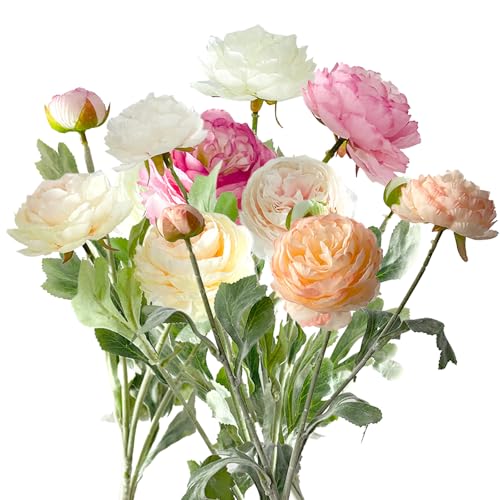 Kunstblumen 5 Bündel Kunstblumen wie Echt Künstliche Blumen Pfingstrosen Künstlich Seidenblumen Blumenstrauß künstlich Ranunkeln Künstlich Pfingstrose für Hochzeit Partei Party Büro Tischdekoration von Lihetymg