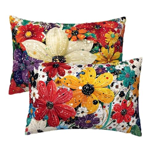 Kissenbezug 30x50 cm Bunt Kissenbezüge 2er Set, Samt Sofakissen Dekokissen Kopfkissenbezug, Zierkissen Bezug Beidseitiger Druck für Kissen Deko Wohnzimmer Schlafzimmer Sofa Hotel, Blumen Muster S-90 Kissenbezug 30x50 cm Bunt Kissenbezüge 2er Set, Samt Sofakissen Dekokissen Kopfkissenbezug, Zierkissen Bezug Beidseitiger Druck für Kissen Deko Wohnzimmer Schlafzimmer Sofa Hotel, Blumen Muster S-90 von Lihogbo