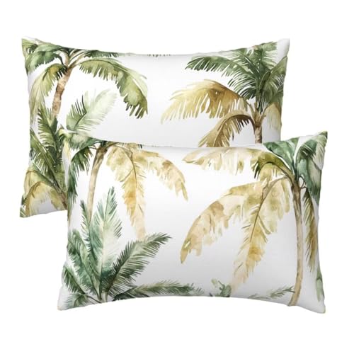 Kissenbezug 30x50 cm Salbeigrün Kissenbezüge 2er Set, Samt Sofakissen Dekokissen Kopfkissenbezug, Zierkissen Bezug Beidseitiger Druck für Kissen Deko Wohnzimmer Schlafzimmer Sofa, Baum Muster S-88 von Lihogbo