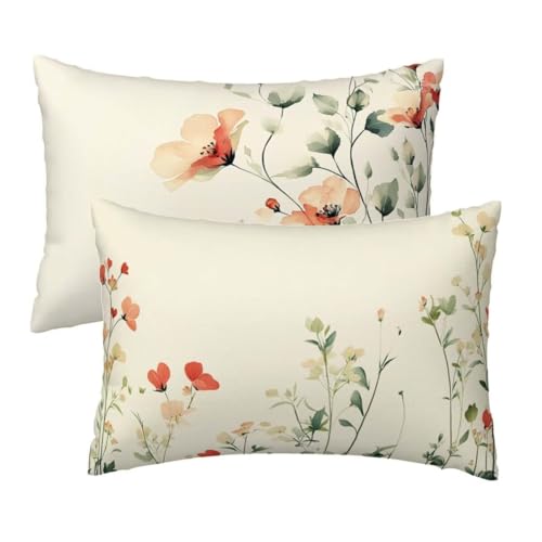 Kissenbezug 40 x 80 cm Beige Kissenbezüge 2er Set, Samt Sofakissen Dekokissen Kopfkissenbezug, Zierkissen Bezug Beidseitiger Druck für Kissen Deko Wohnzimmer Schlafzimmer Sofa, Blumen Muster R-36 Kissenbezug 40 x 80 cm Beige Kissenbezüge 2er Set, Samt Sofakissen Dekokissen Kopfkissenbezug, Zierkissen Bezug Beidseitiger Druck für Kissen Deko Wohnzimmer Schlafzimmer Sofa, Blumen Muster R-36 von Lihogbo