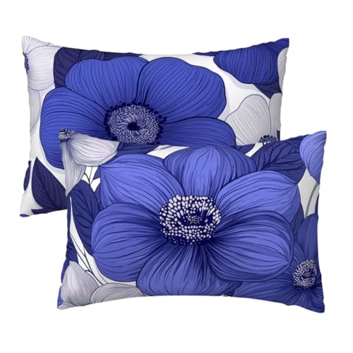 Kissenbezug 40 x 80 cm Blau Kissenbezüge 2er Set, Samt Sofakissen Dekokissen Kopfkissenbezug, Zierkissen Bezug Beidseitiger Druck für Kissen Deko Wohnzimmer Schlafzimmer Sofa Hotel, Blumen Muster R-56 Kissenbezug 40 x 80 cm Blau Kissenbezüge 2er Set, Samt Sofakissen Dekokissen Kopfkissenbezug, Zierkissen Bezug Beidseitiger Druck für Kissen Deko Wohnzimmer Schlafzimmer Sofa Hotel, Blumen Muster R-56 von Lihogbo