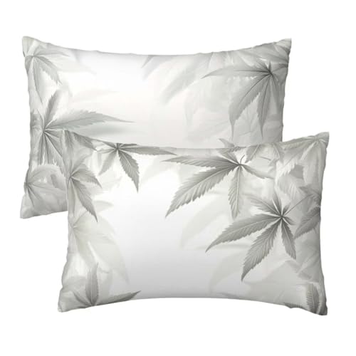Kissenbezug 40 x 80 cm Grau Kissenbezüge 2er Set, Samt Sofakissen Dekokissen Kopfkissenbezug, Zierkissen Bezug Beidseitiger Druck für Kissen Deko Wohnzimmer Schlafzimmer Sofa Hotel, Blätter Muster E-2 Kissenbezug 40 x 80 cm Grau Kissenbezüge 2er Set, Samt Sofakissen Dekokissen Kopfkissenbezug, Zierkissen Bezug Beidseitiger Druck für Kissen Deko Wohnzimmer Schlafzimmer Sofa Hotel, Blätter Muster E-2 von Lihogbo