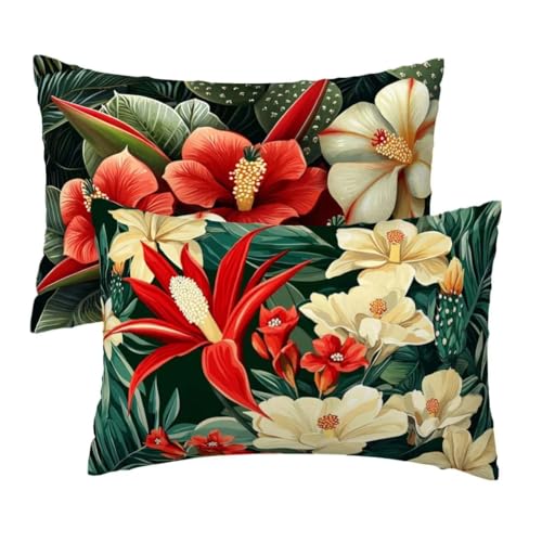 Kissenbezug 40 x 80 cm Grün Kissenbezüge 2er Set, Samt Sofakissen Dekokissen Kopfkissenbezug, Zierkissen Bezug Beidseitiger Druck für Kissen Deko Wohnzimmer Schlafzimmer Sofa Hotel, Blumen Muster R-16 Kissenbezug 40 x 80 cm Grün Kissenbezüge 2er Set, Samt Sofakissen Dekokissen Kopfkissenbezug, Zierkissen Bezug Beidseitiger Druck für Kissen Deko Wohnzimmer Schlafzimmer Sofa Hotel, Blumen Muster R-16 von Lihogbo